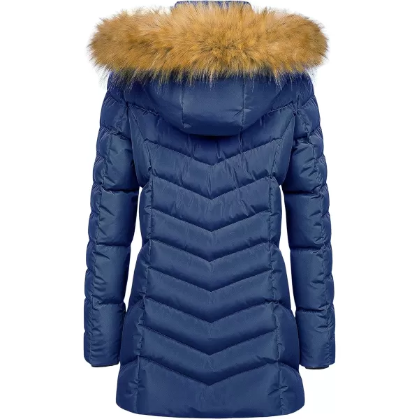 CREATMO US Womens Winter Hooded Coat Waterproof Warm Long Puffer Jacket ParkaNavy
