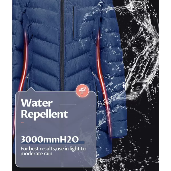 CREATMO US Womens Winter Hooded Coat Waterproof Warm Long Puffer Jacket ParkaNavy