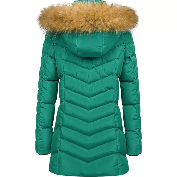 CREATMO US Womens Winter Hooded Coat Waterproof Warm Long Puffer Jacket ParkaTeal Blue