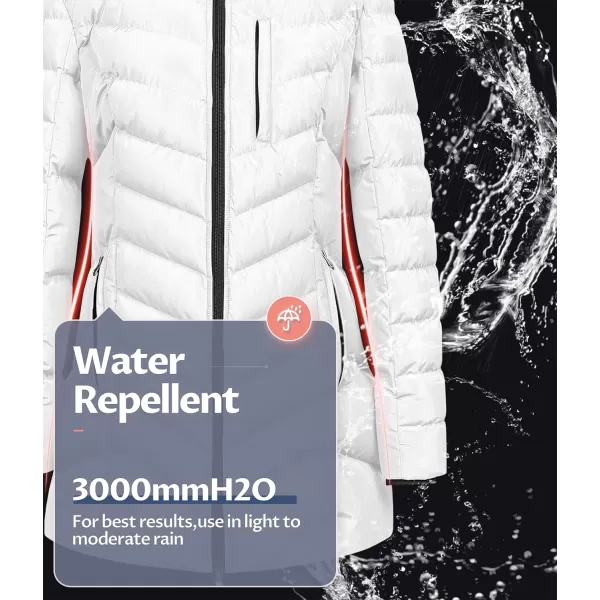 CREATMO US Womens Winter Hooded Coat Waterproof Warm Long Puffer Jacket ParkaWhite