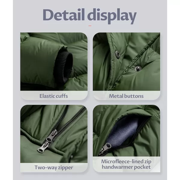 CREATMO US Womens Winter Snow Jacket Long Fur Puffer Coat With Removable Faux Fur TrimArmy Green