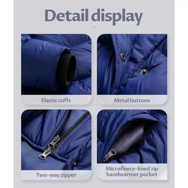 CREATMO US Womens Winter Snow Jacket Long Fur Puffer Coat With Removable Faux Fur TrimNavy