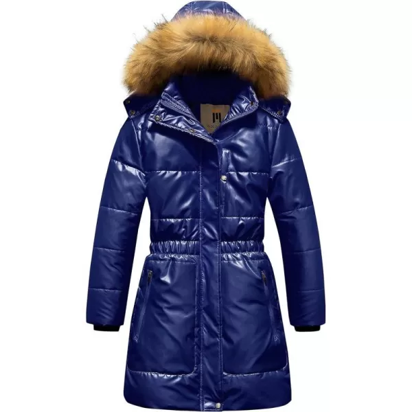 CREATMO US Girls Long Length Winter Coat Parka Water Resistant Puffer Jacket With Fleece LiningShine Navy