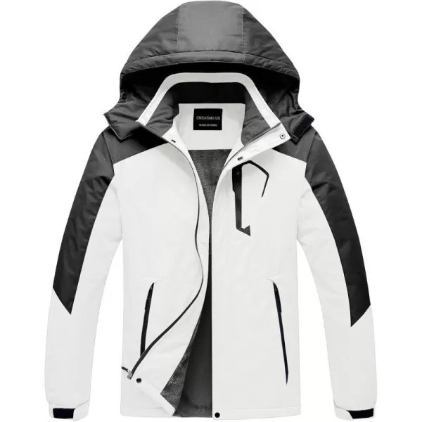 CREATMO US Mens Mountain Waterproof Ski Jacket Snowboard Jacket Windproof Snowboarding Jacket Warm Winter Coat RaincoatBlack amp White