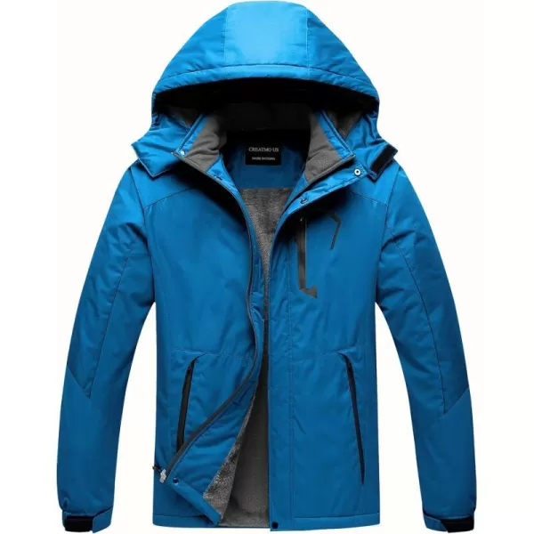 CREATMO US Mens Mountain Waterproof Ski Jacket Snowboard Jacket Windproof Snowboarding Jacket Warm Winter Coat RaincoatPure Blue