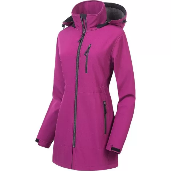 CREATMO US Womens Lightweight Waterproof Long Softshell Tactical Jacket Fleece Lined WindbreakerPurple