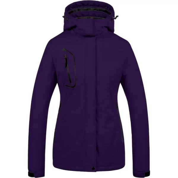 CREATMO US Womens Mountain Waterproof Ski Jacket Windproof Snowboarding Jacket Warm Winter Coat RaincoatDark Purple