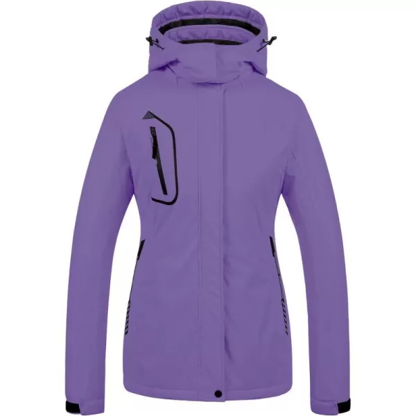 CREATMO US Womens Mountain Waterproof Ski Jacket Windproof Snowboarding Jacket Warm Winter Coat RaincoatLight Purple