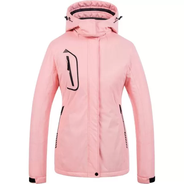 CREATMO US Womens Mountain Waterproof Ski Jacket Windproof Snowboarding Jacket Warm Winter Coat RaincoatPink