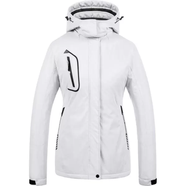 CREATMO US Womens Mountain Waterproof Ski Jacket Windproof Snowboarding Jacket Warm Winter Coat RaincoatWhite