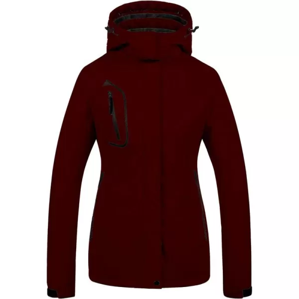 CREATMO US Womens Mountain Waterproof Ski Jacket Windproof Snowboarding Jacket Warm Winter Coat RaincoatWine Red