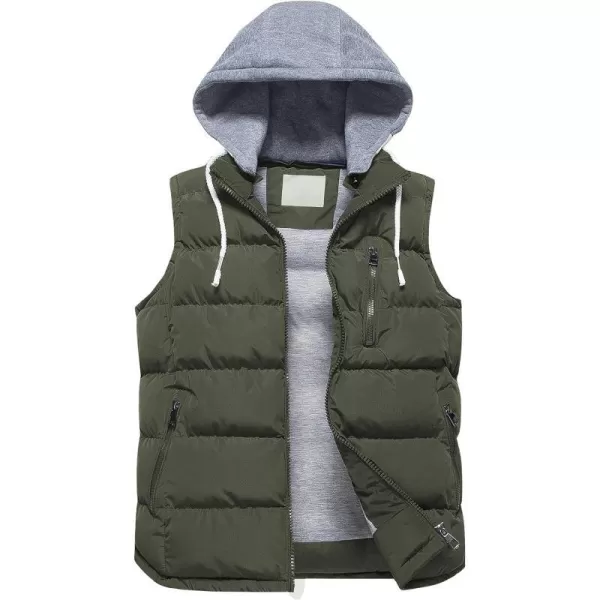 CREATMO US Womens Warm Vest Outerwear Thick Padded Puffer Sleeveless Vest With Detachable HoodGreen