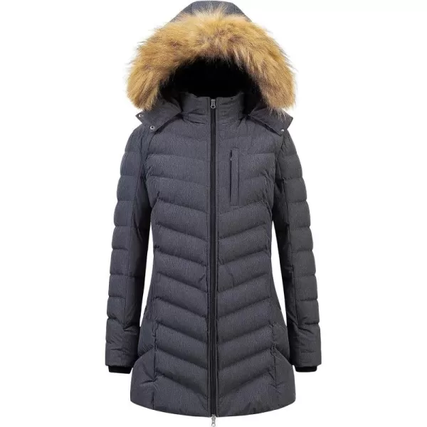 CREATMO US Womens Winter Hooded Coat Waterproof Warm Long Puffer Jacket ParkaCharcoal Heather