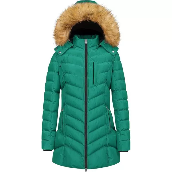 CREATMO US Womens Winter Hooded Coat Waterproof Warm Long Puffer Jacket ParkaTeal Blue