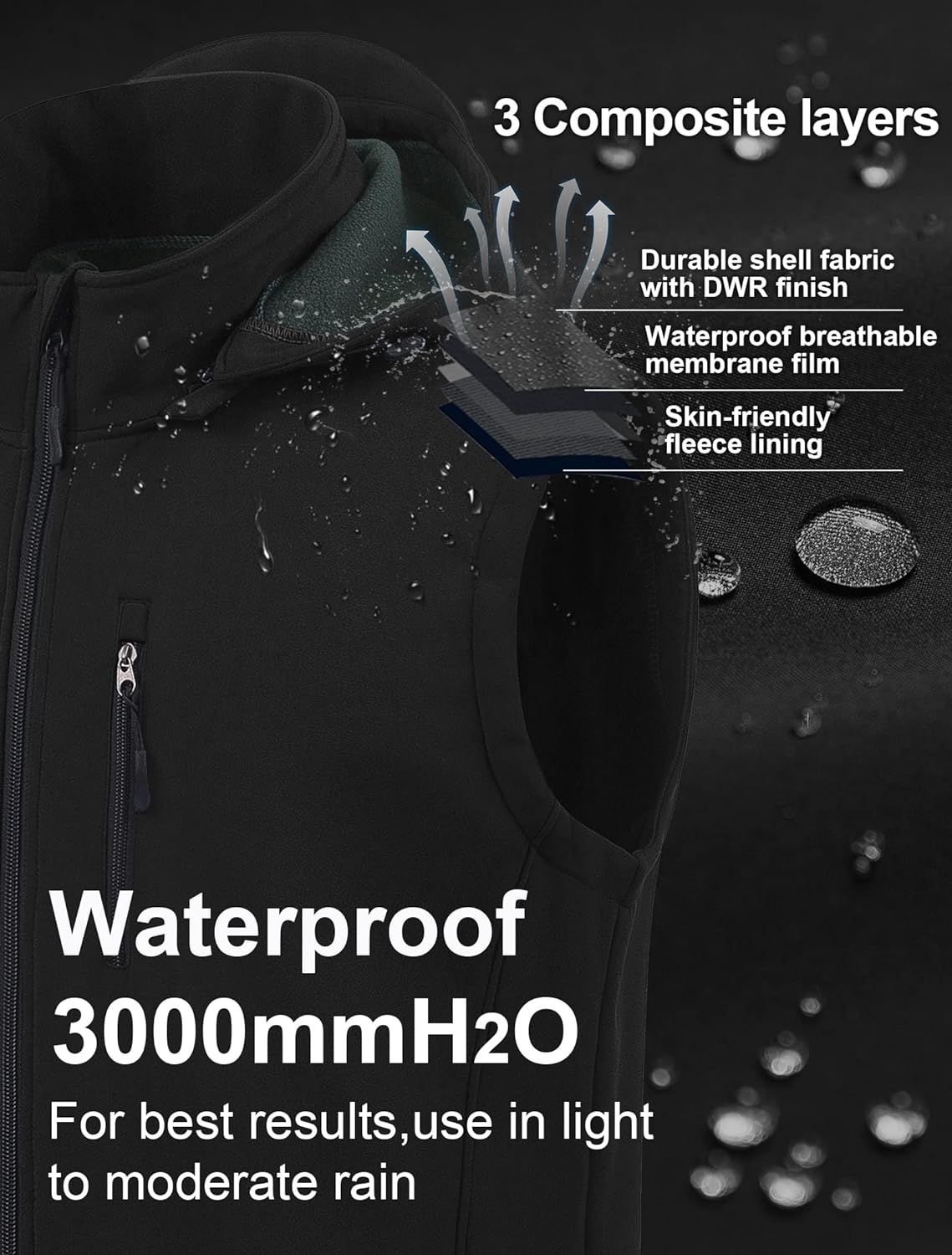 Colete Masculino CREATMO - Leve, Corta-vento, Capuz Removível, Ideal Para Esportes