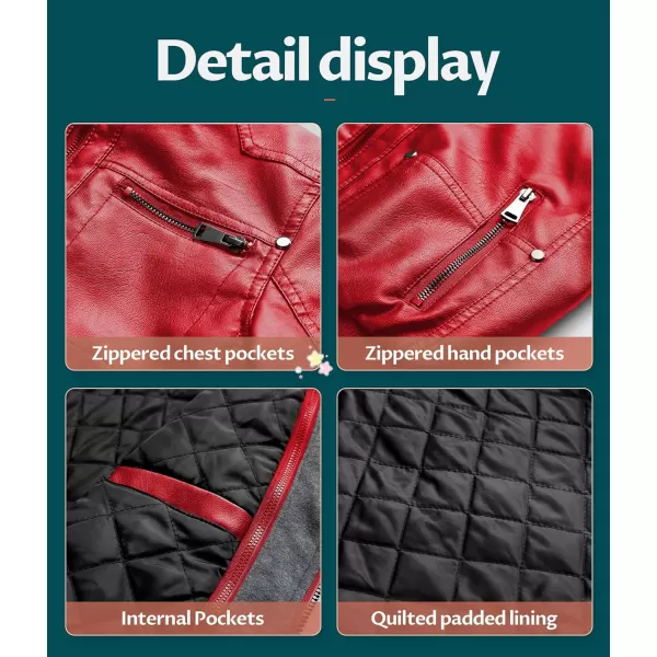 Boys Faux Leather Jacket Windproof Warm Winter Coat Kids Bomber Outerwear Waterproof PU Motorcycle JacketRed