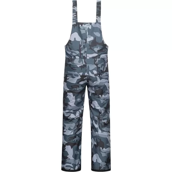 CREATMO US Boys Snow Bibs Kids Ski Pants Waterproof Insulated Winter OverallsCargo Camo