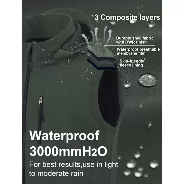 CREATMO US Mens Casual Lightweight Warm Thin Outerwear Vest Windbreaker Sleeveless Jacket With Removable HoodArmy Green