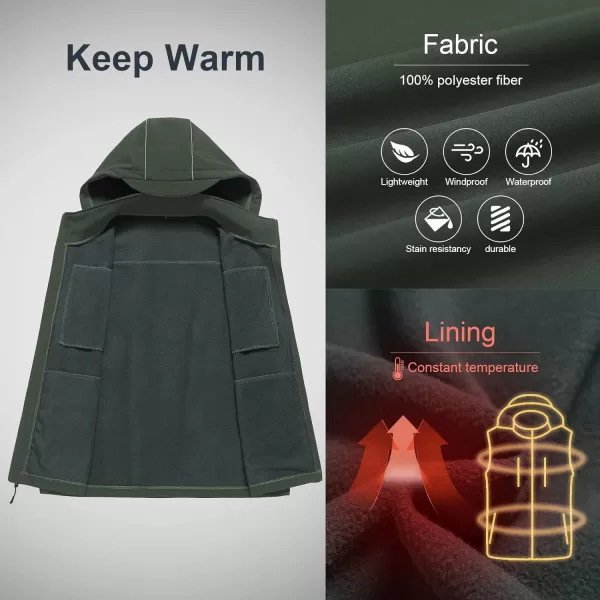 CREATMO US Mens Casual Lightweight Warm Thin Outerwear Vest Windbreaker Sleeveless Jacket With Removable HoodArmy Green