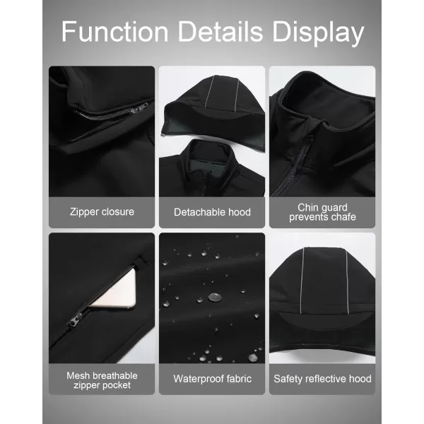 CREATMO US Mens Casual Lightweight Warm Thin Outerwear Vest Windbreaker Sleeveless Jacket With Removable HoodBlack