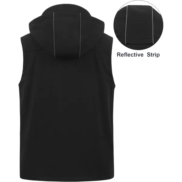 CREATMO US Mens Casual Lightweight Warm Thin Outerwear Vest Windbreaker Sleeveless Jacket With Removable HoodBlack