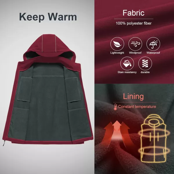 CREATMO US Mens Casual Lightweight Warm Thin Outerwear Vest Windbreaker Sleeveless Jacket With Removable HoodBurgundy