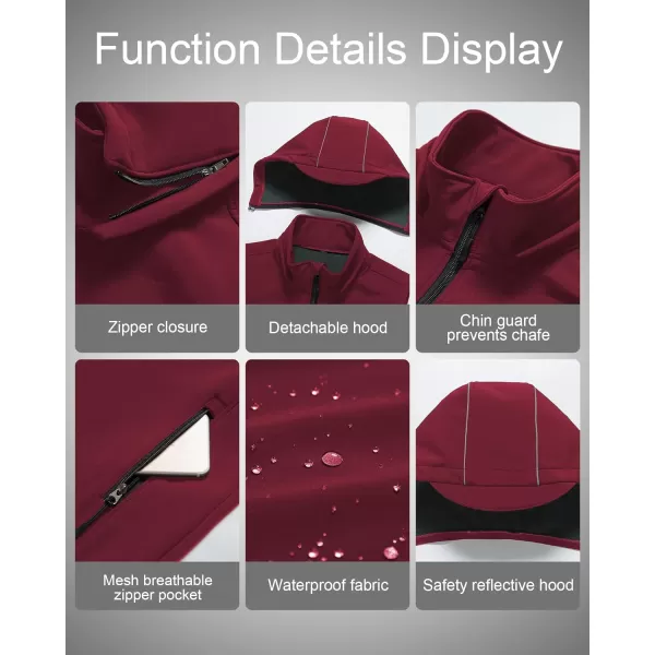 CREATMO US Mens Casual Lightweight Warm Thin Outerwear Vest Windbreaker Sleeveless Jacket With Removable HoodBurgundy