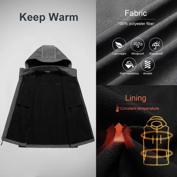 CREATMO US Mens Casual Lightweight Warm Thin Outerwear Vest Windbreaker Sleeveless Jacket With Removable HoodDark Grey Heather