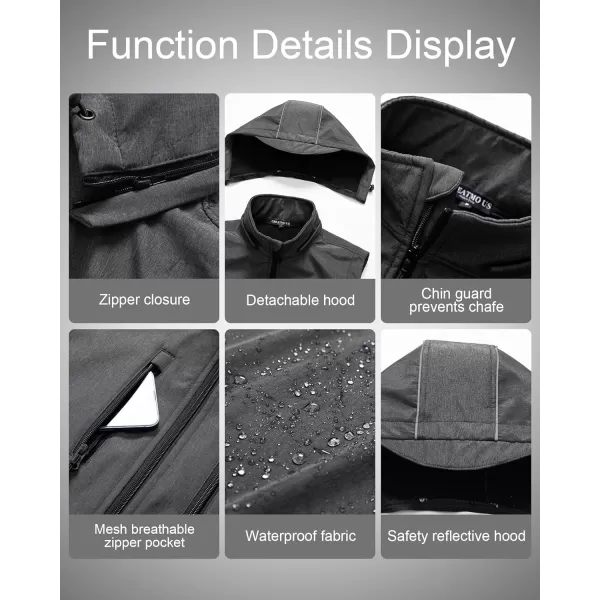 CREATMO US Mens Casual Lightweight Warm Thin Outerwear Vest Windbreaker Sleeveless Jacket With Removable HoodDark Grey Heather