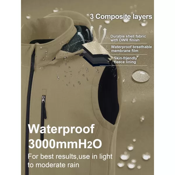 CREATMO US Mens Casual Lightweight Warm Thin Outerwear Vest Windbreaker Sleeveless Jacket With Removable HoodKhaki