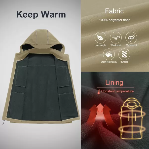 CREATMO US Mens Casual Lightweight Warm Thin Outerwear Vest Windbreaker Sleeveless Jacket With Removable HoodKhaki