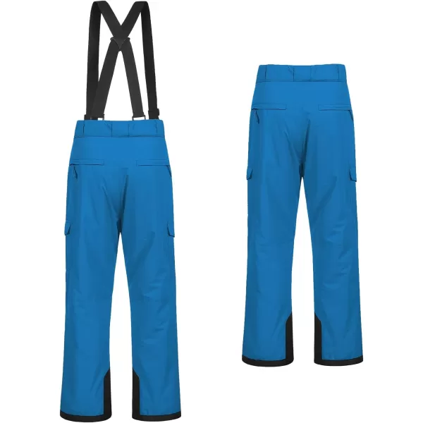 CREATMO US Mens Snow Pants Ski Bibs Waterproof Insulated Winter Snowboard CargoCargo Blue