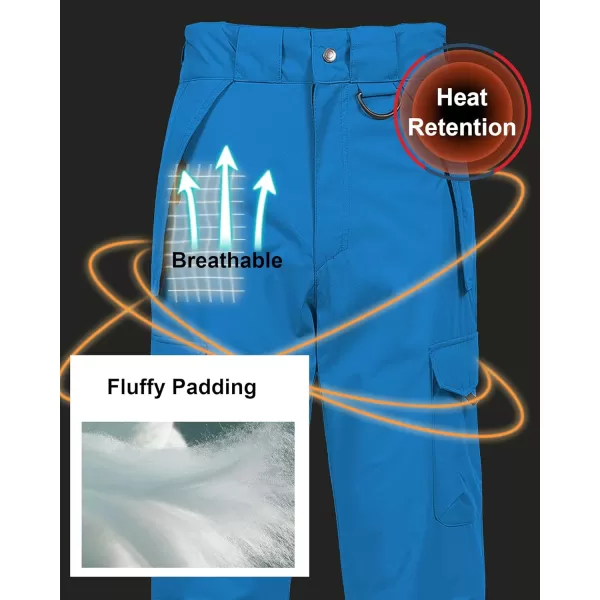 CREATMO US Mens Snow Pants Ski Bibs Waterproof Insulated Winter Snowboard CargoCargo Blue