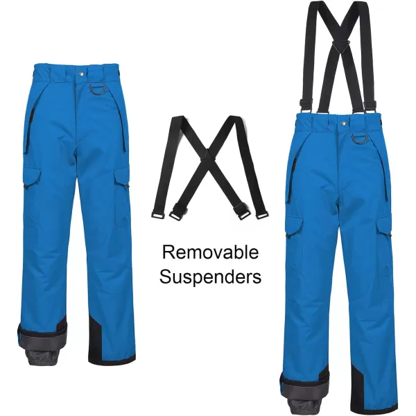 CREATMO US Mens Snow Pants Ski Bibs Waterproof Insulated Winter Snowboard CargoCargo Blue