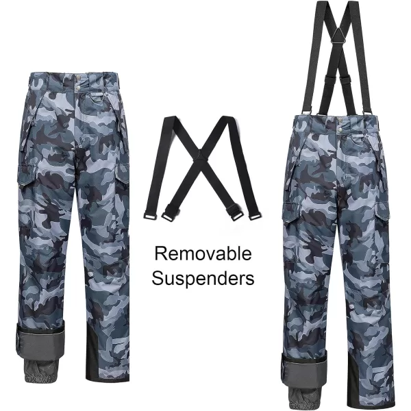 CREATMO US Mens Snow Pants Ski Bibs Waterproof Insulated Winter Snowboard CargoCargo Camo