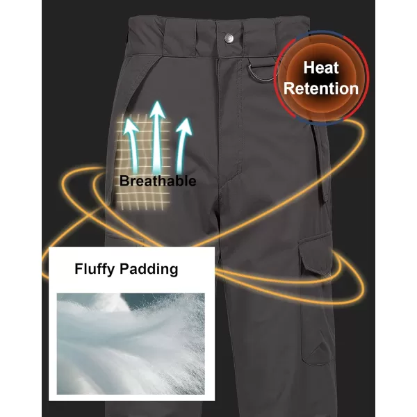 CREATMO US Mens Snow Pants Ski Bibs Waterproof Insulated Winter Snowboard CargoCargo Grey