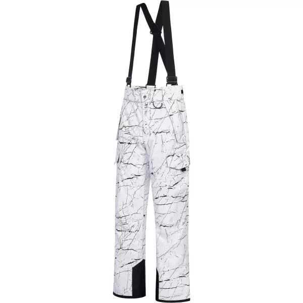 CREATMO US Mens Snow Pants Ski Bibs Waterproof Insulated Winter Snowboard CargoCargo Line Printed