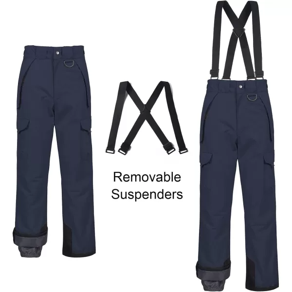 CREATMO US Mens Snow Pants Ski Bibs Waterproof Insulated Winter Snowboard CargoCargo Navy Blue
