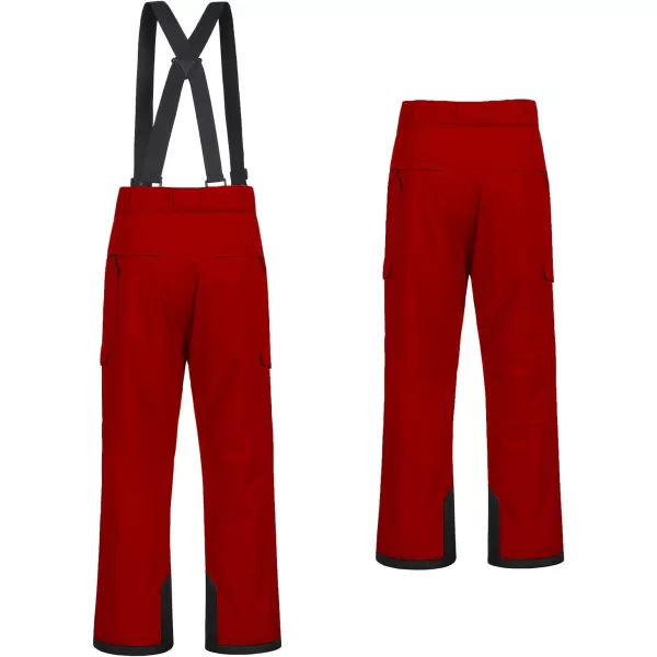 CREATMO US Mens Snow Pants Ski Bibs Waterproof Insulated Winter Snowboard CargoCargo Red