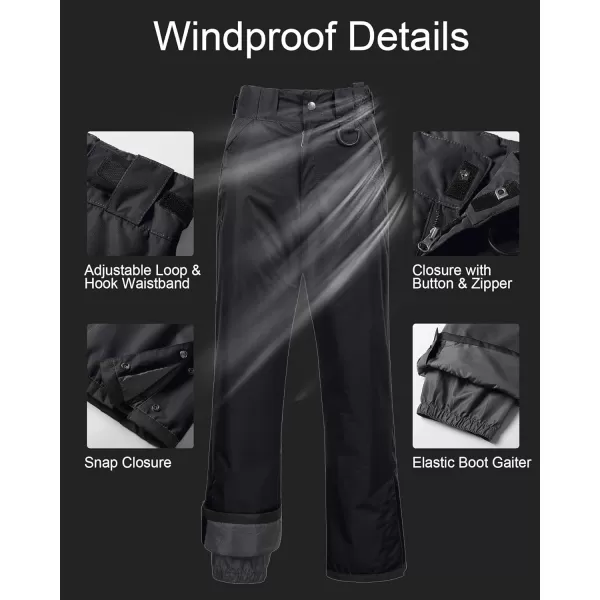 CREATMO US Womens Snow Pants Ski Bibs Waterproof Insulated Winter SnowboardCargo Black