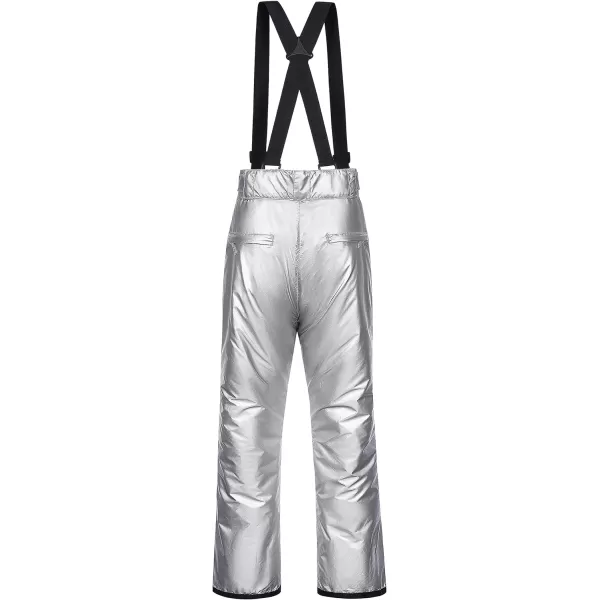 CREATMO US Womens Snow Pants Ski Bibs Waterproof Insulated Winter SnowboardCargo Metallic