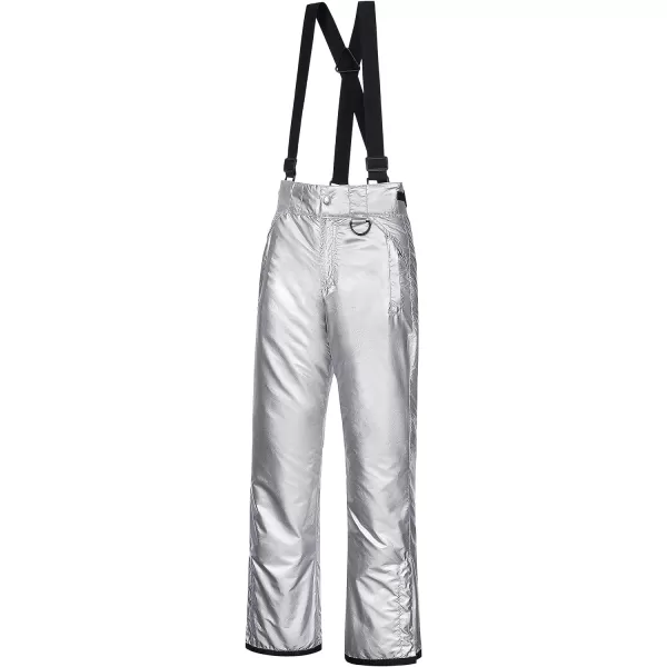 CREATMO US Womens Snow Pants Ski Bibs Waterproof Insulated Winter SnowboardCargo Metallic