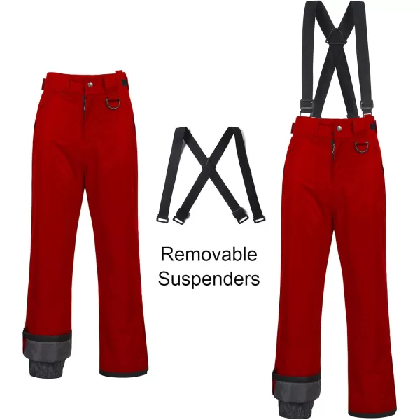 CREATMO US Womens Snow Pants Ski Bibs Waterproof Insulated Winter SnowboardCargo Red