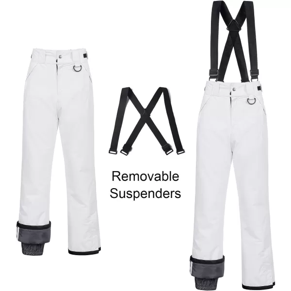 CREATMO US Womens Snow Pants Ski Bibs Waterproof Insulated Winter SnowboardCargo White