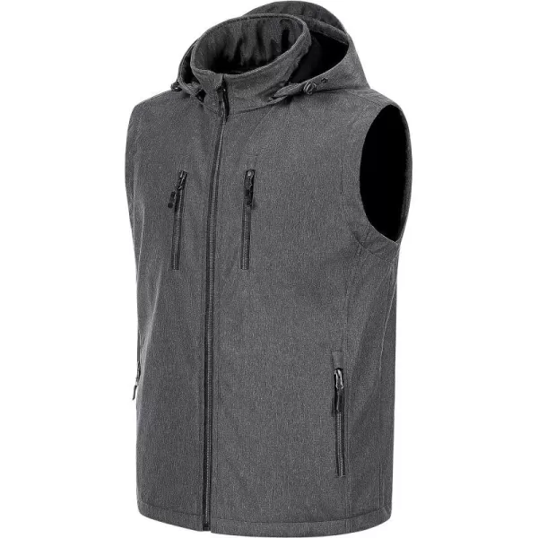 CREATMO US Mens Casual Lightweight Warm Thin Outerwear Vest Windbreaker Sleeveless Jacket With Removable HoodDark Grey Heather