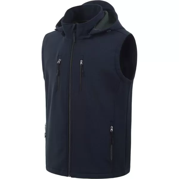 CREATMO US Mens Casual Lightweight Warm Thin Outerwear Vest Windbreaker Sleeveless Jacket With Removable HoodNavy