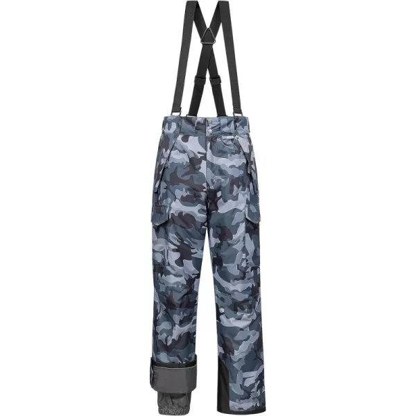 CREATMO US Mens Snow Pants Ski Bibs Waterproof Insulated Winter Snowboard CargoCargo Camo