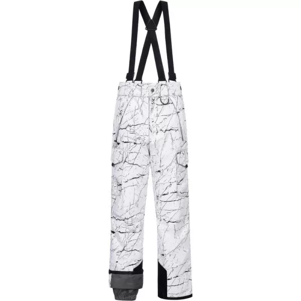 CREATMO US Mens Snow Pants Ski Bibs Waterproof Insulated Winter Snowboard CargoCargo Line Printed