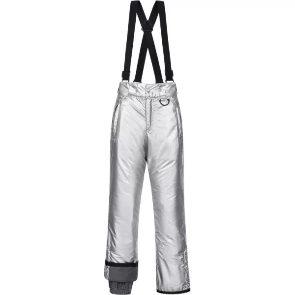 CREATMO US Womens Snow Pants Ski Bibs Waterproof Insulated Winter SnowboardCargo Metallic