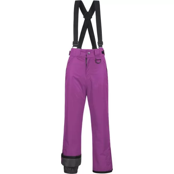 CREATMO US Womens Snow Pants Ski Bibs Waterproof Insulated Winter SnowboardCargo Purple